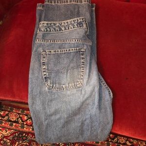 Vintage style button fly silver jeans!